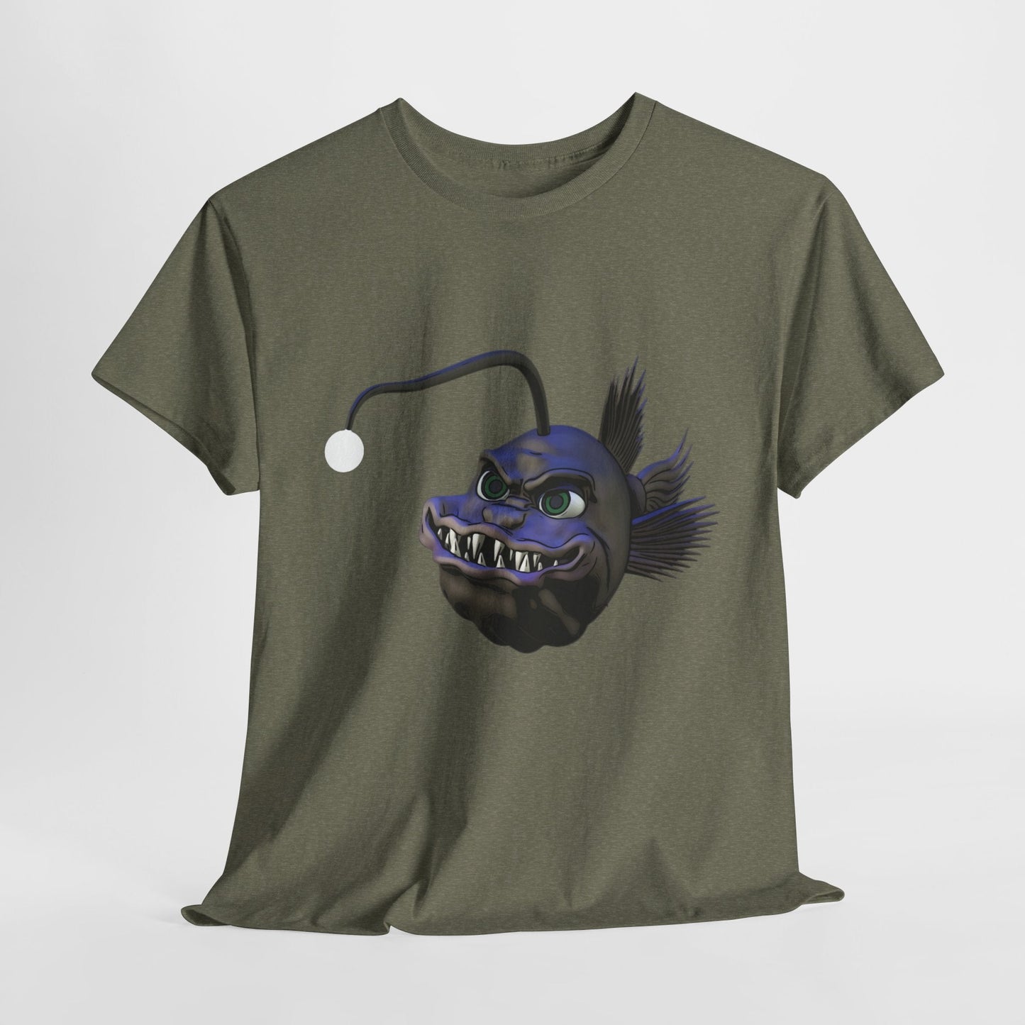 Arnie the Angler Unisex Heavy Cotton Tee - Heather Military Green / S - T-Shirt