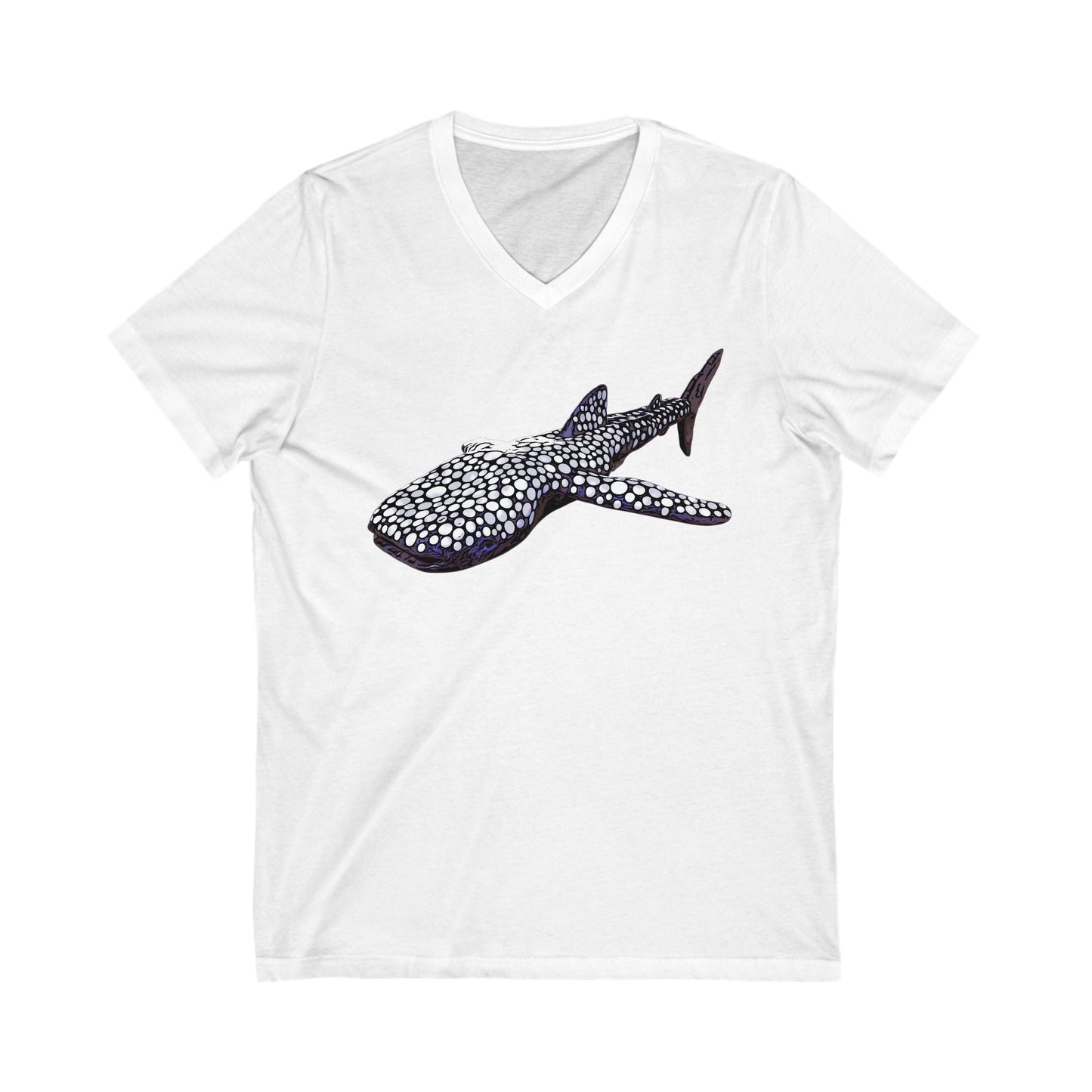 Whale Shark Short Sleeve V-Neck Tee - White / S - V-neck