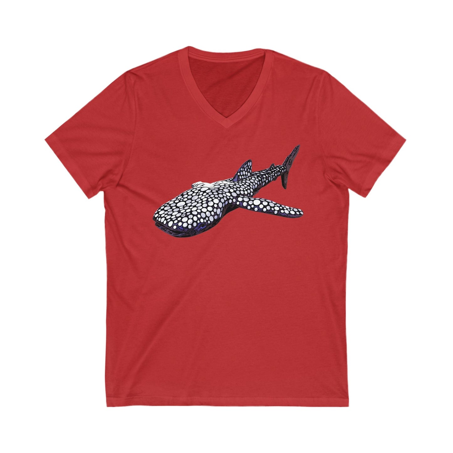 Whale Shark Short Sleeve V-Neck Tee - Red / S - V-neck