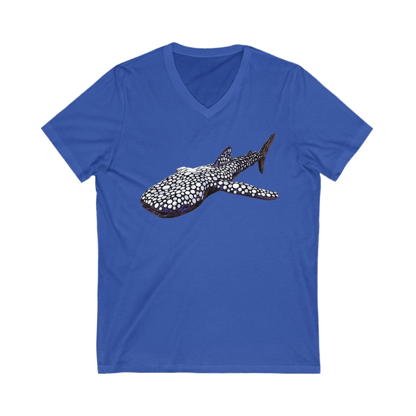 Whale Shark Short Sleeve V-Neck Tee - True Royal / S - V-neck