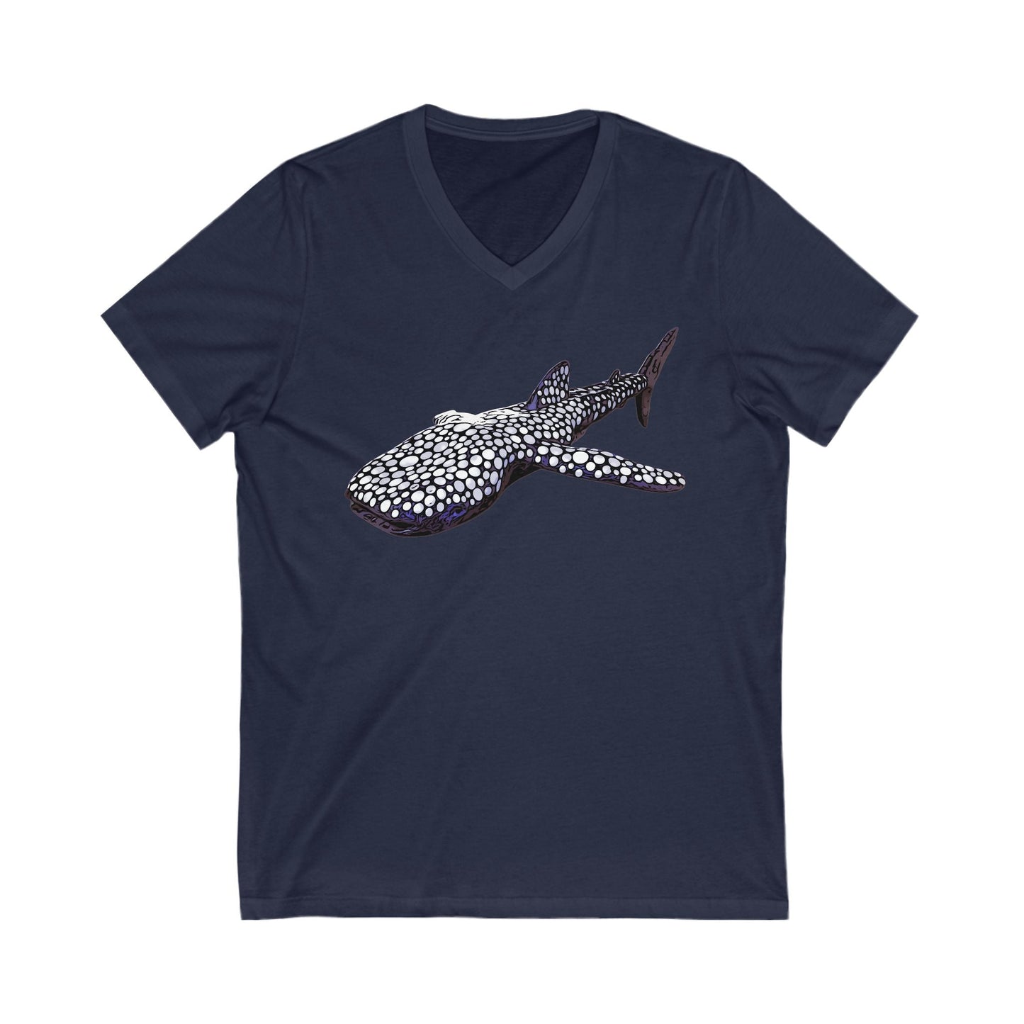 Whale Shark Short Sleeve V-Neck Tee - Navy / S - V-neck