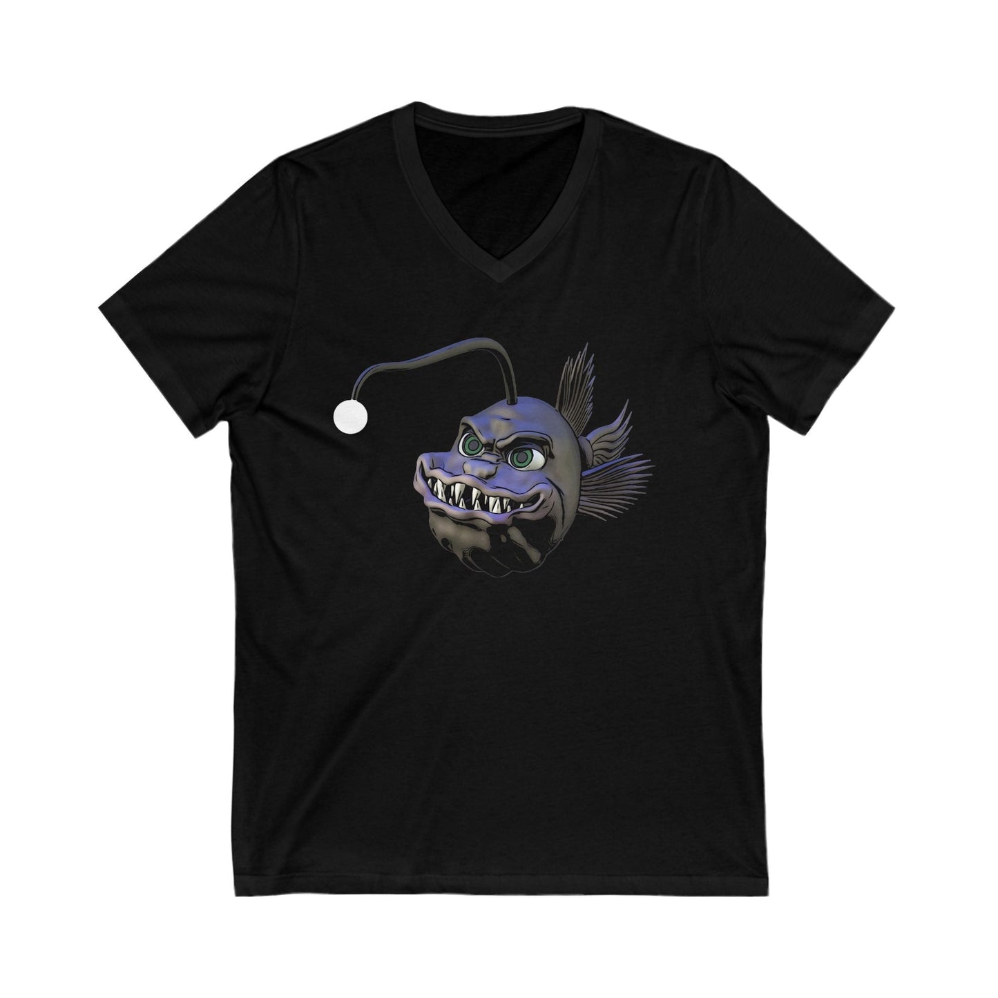 Arnie the Angler Short Sleeve V-Neck Tee - Black / S - V-neck