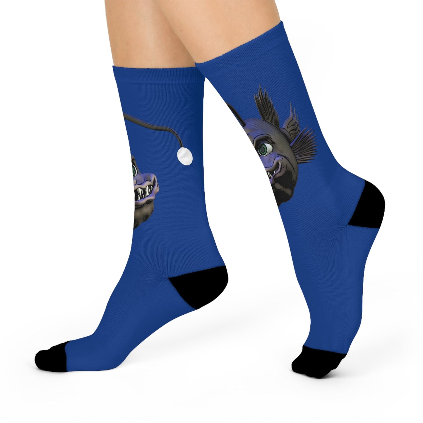 Arnie the Angler Cushioned Crew Socks - White / One size / 3/4 Crew - All Over Prints
