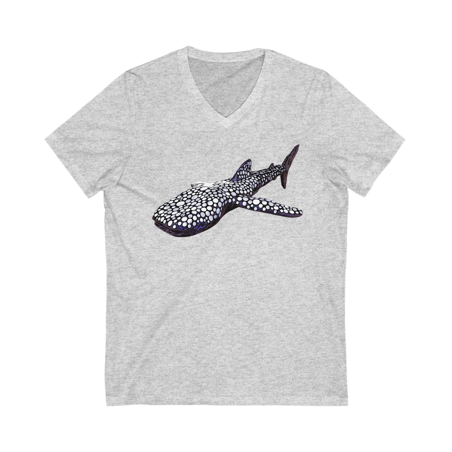 Whale Shark Short Sleeve V-Neck Tee - Ash / S - V-neck