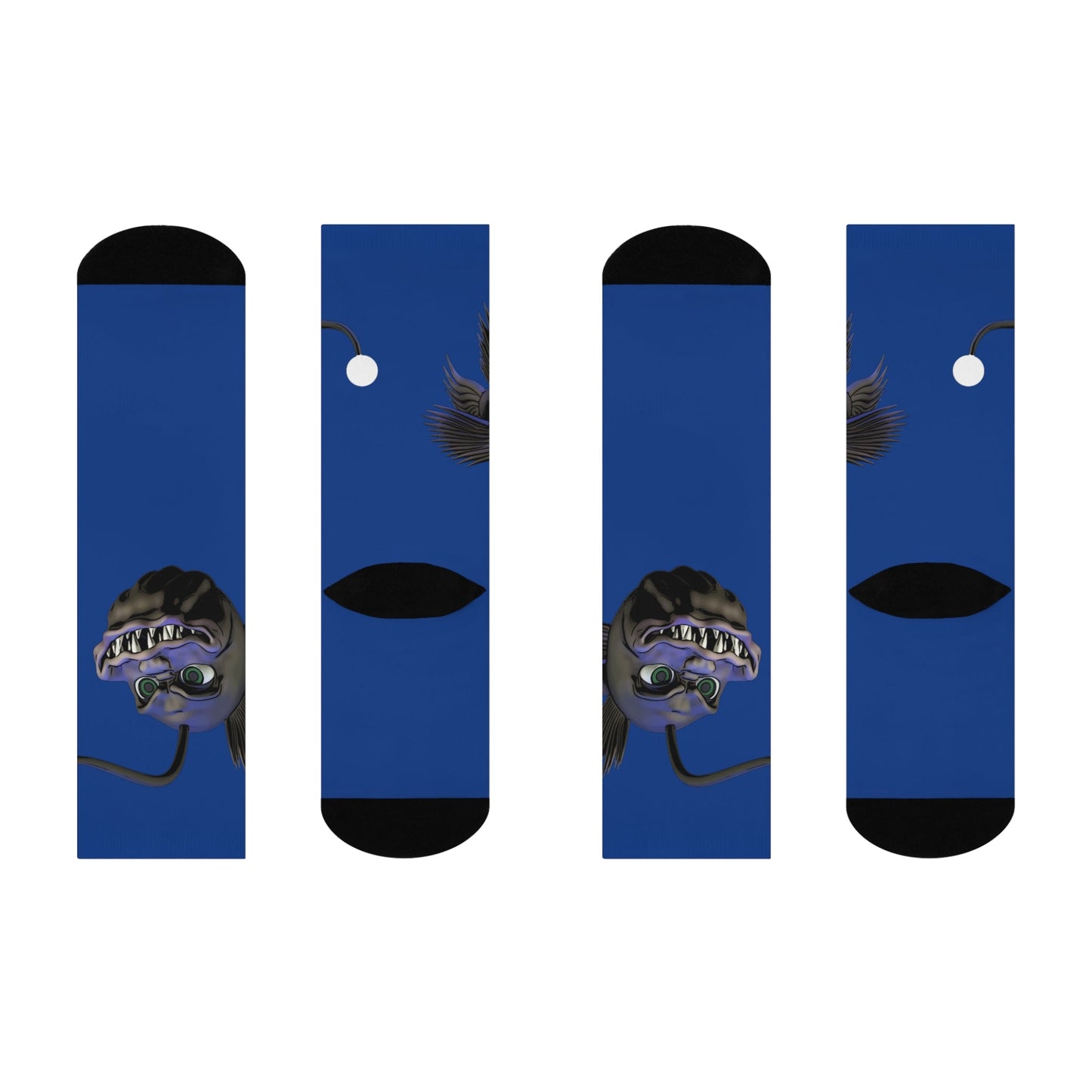 Arnie the Angler Cushioned Crew Socks - White / One size / 3/4 Crew - All Over Prints