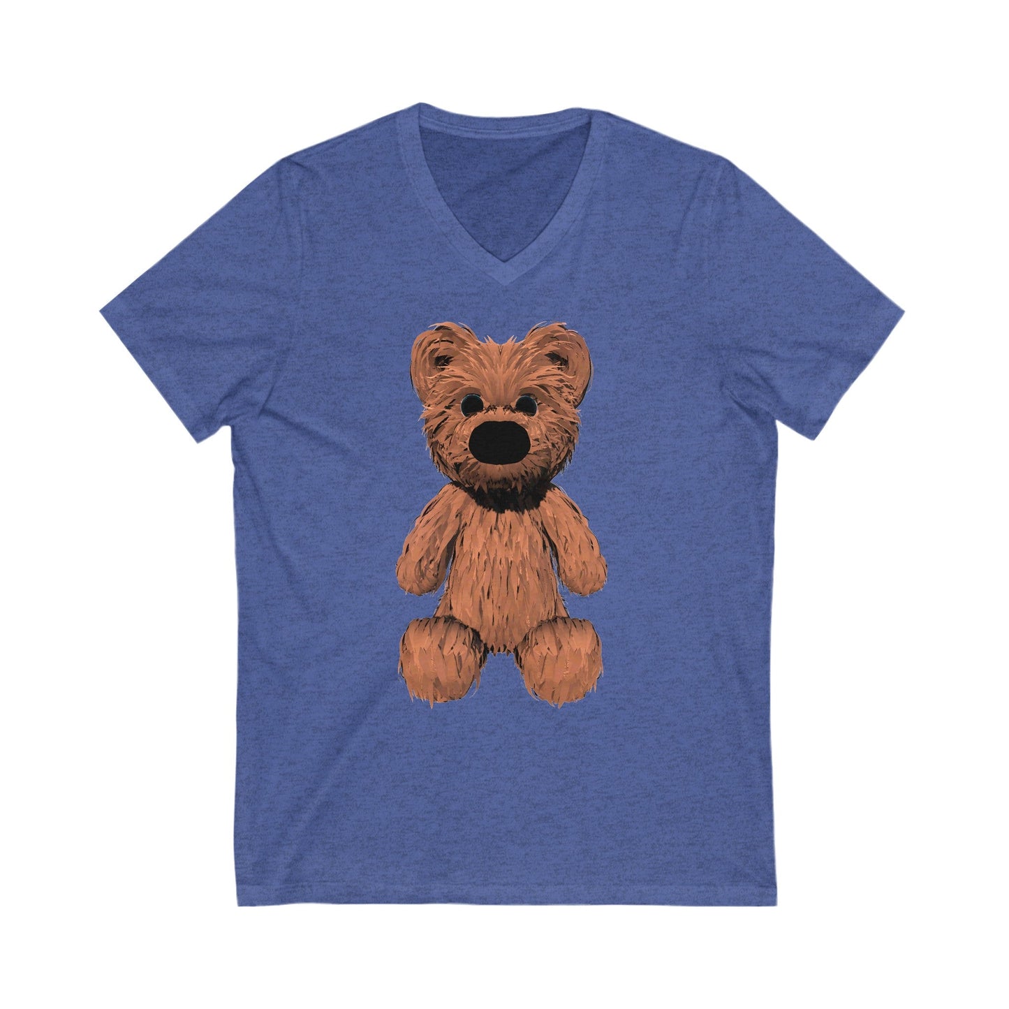 Teddy Bear Short Sleeve V-Neck Tee - Heather True Royal / S - V-neck