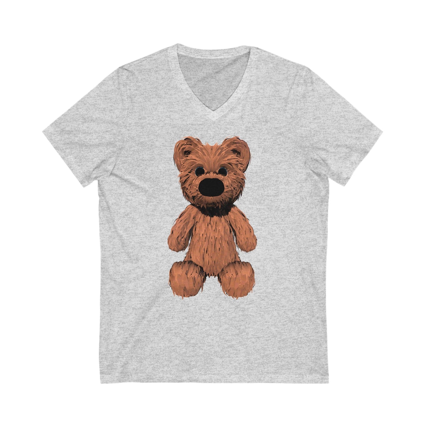 Teddy Bear Short Sleeve V-Neck Tee - Ash / S - V-neck