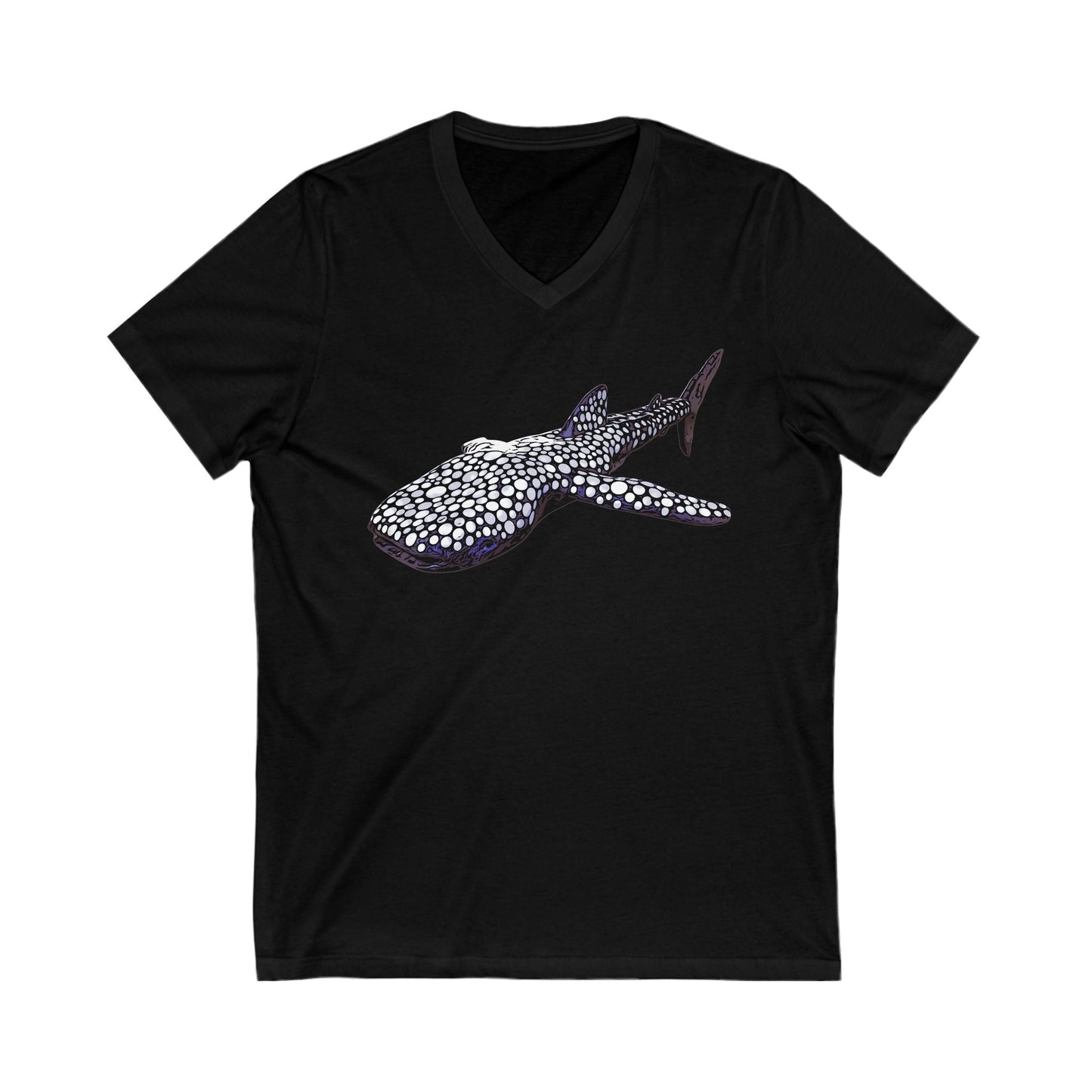 Whale Shark Short Sleeve V-Neck Tee - Black / S - V-neck