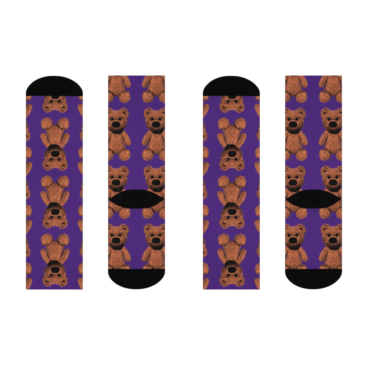 Teddy Cushioned Crew Socks - White / One size / 3/4 Crew - All Over Prints