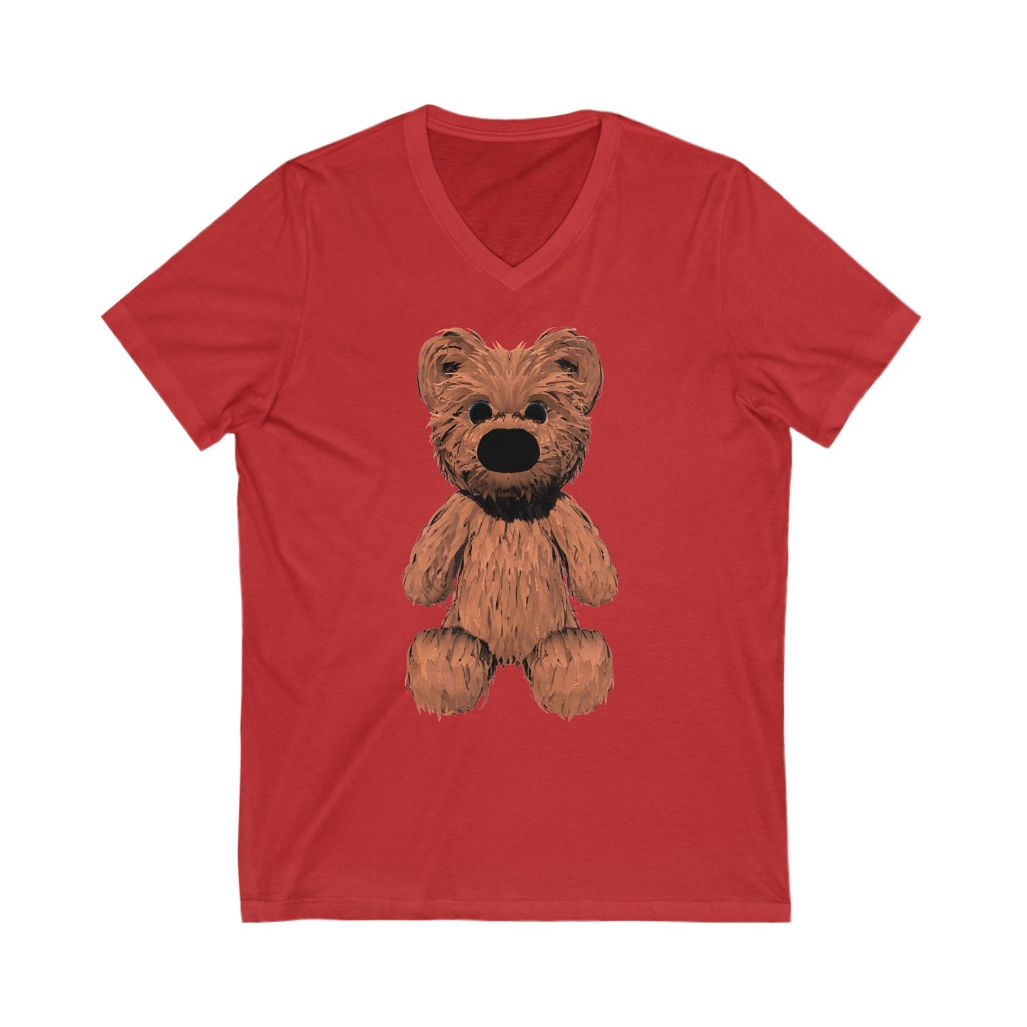 Teddy Bear Short Sleeve V-Neck Tee - Red / S - V-neck