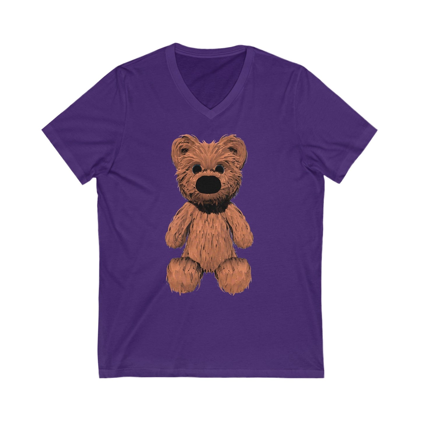 Teddy Bear Short Sleeve V-Neck Tee - Team Purple / S - V-neck