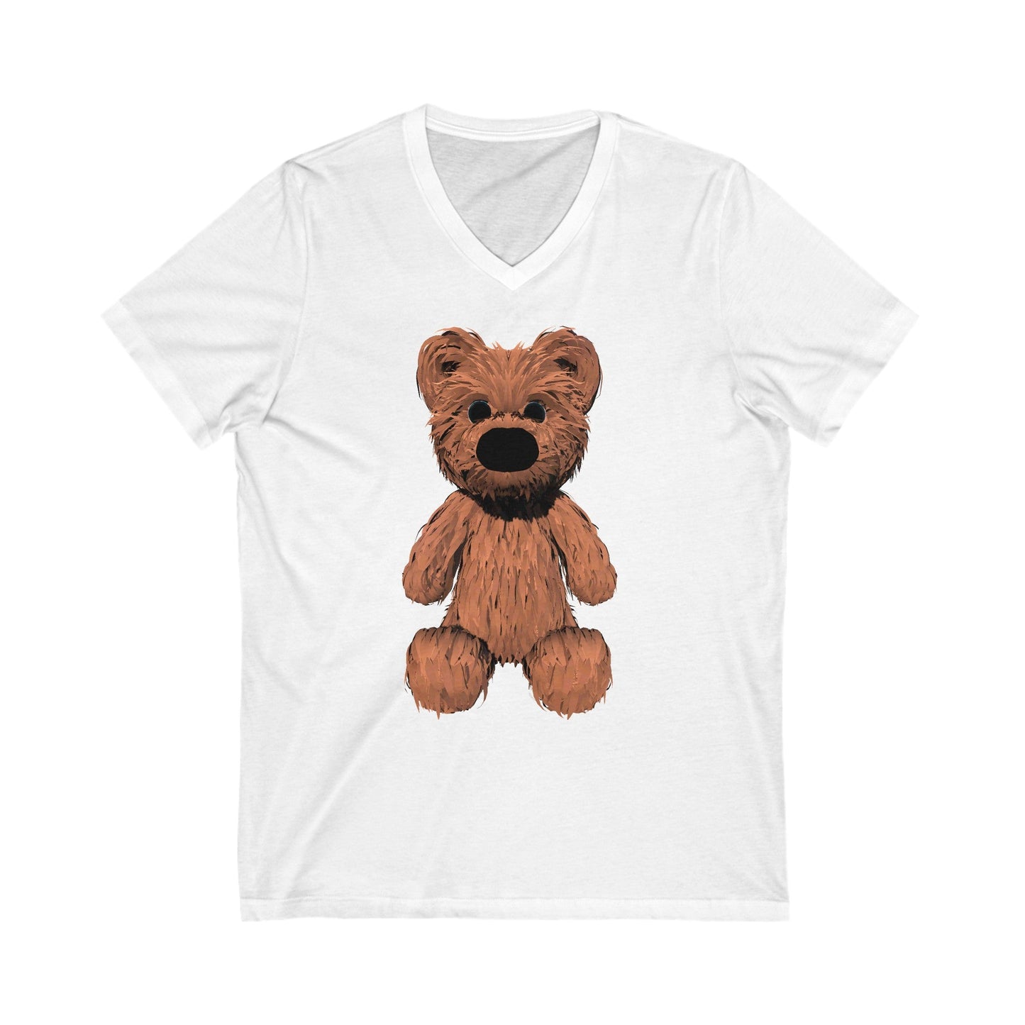 Teddy Bear Short Sleeve V-Neck Tee - White / S - V-neck