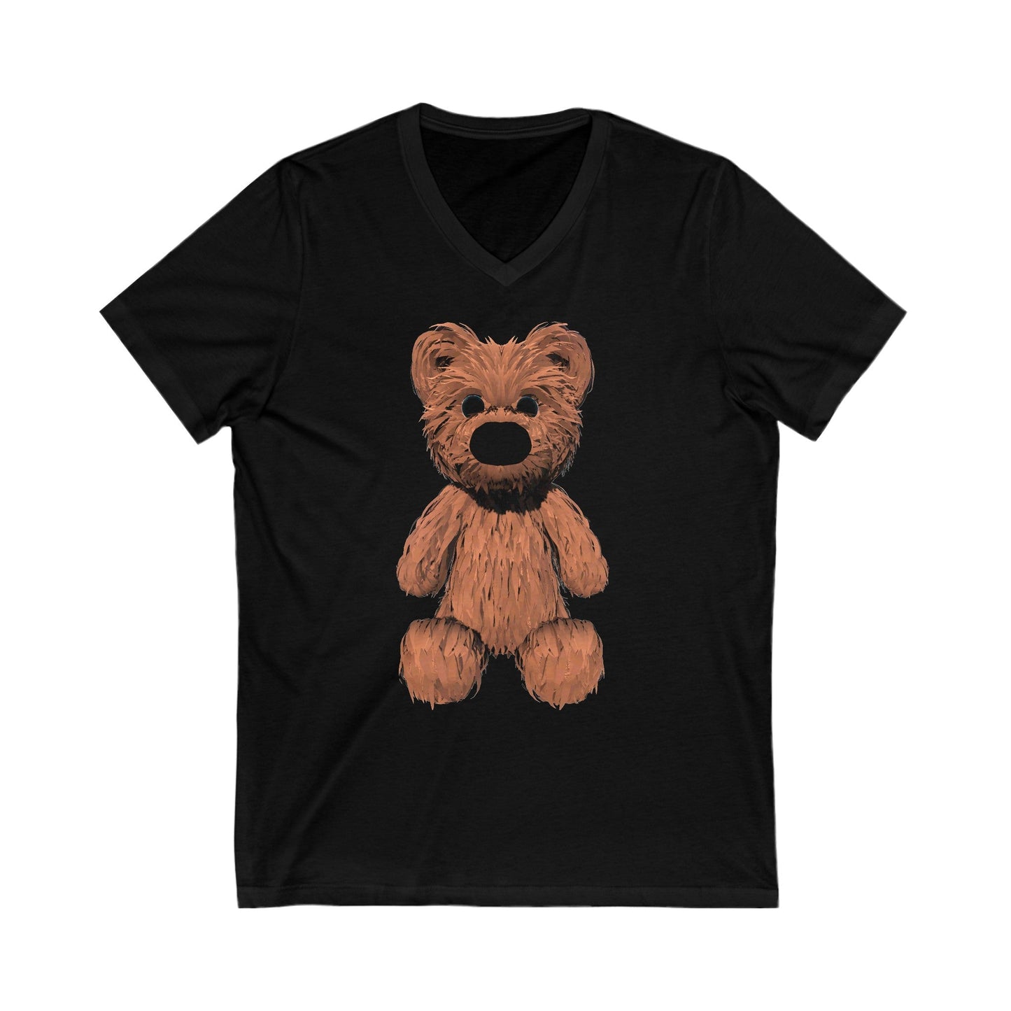 Teddy Bear Short Sleeve V-Neck Tee - Black / S - V-neck