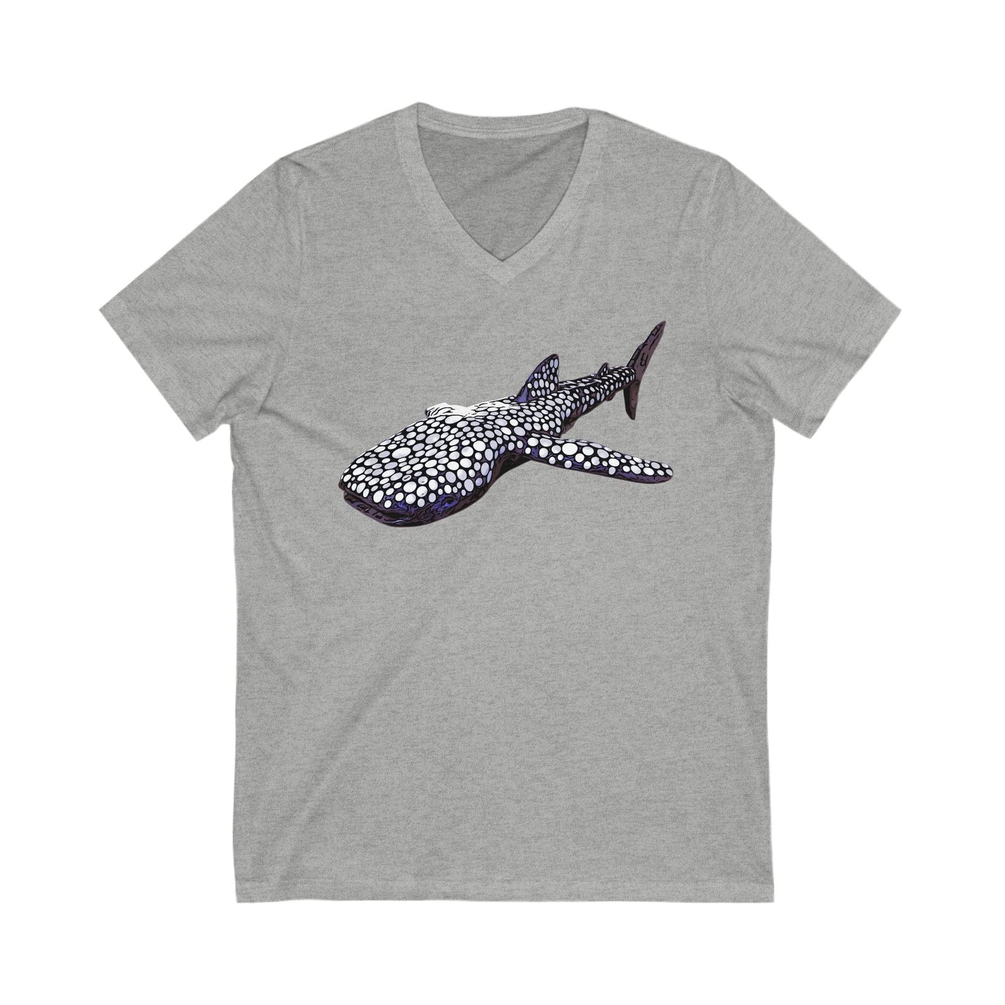 Whale Shark Short Sleeve V-Neck Tee - Athletic Heather / S - V-neck