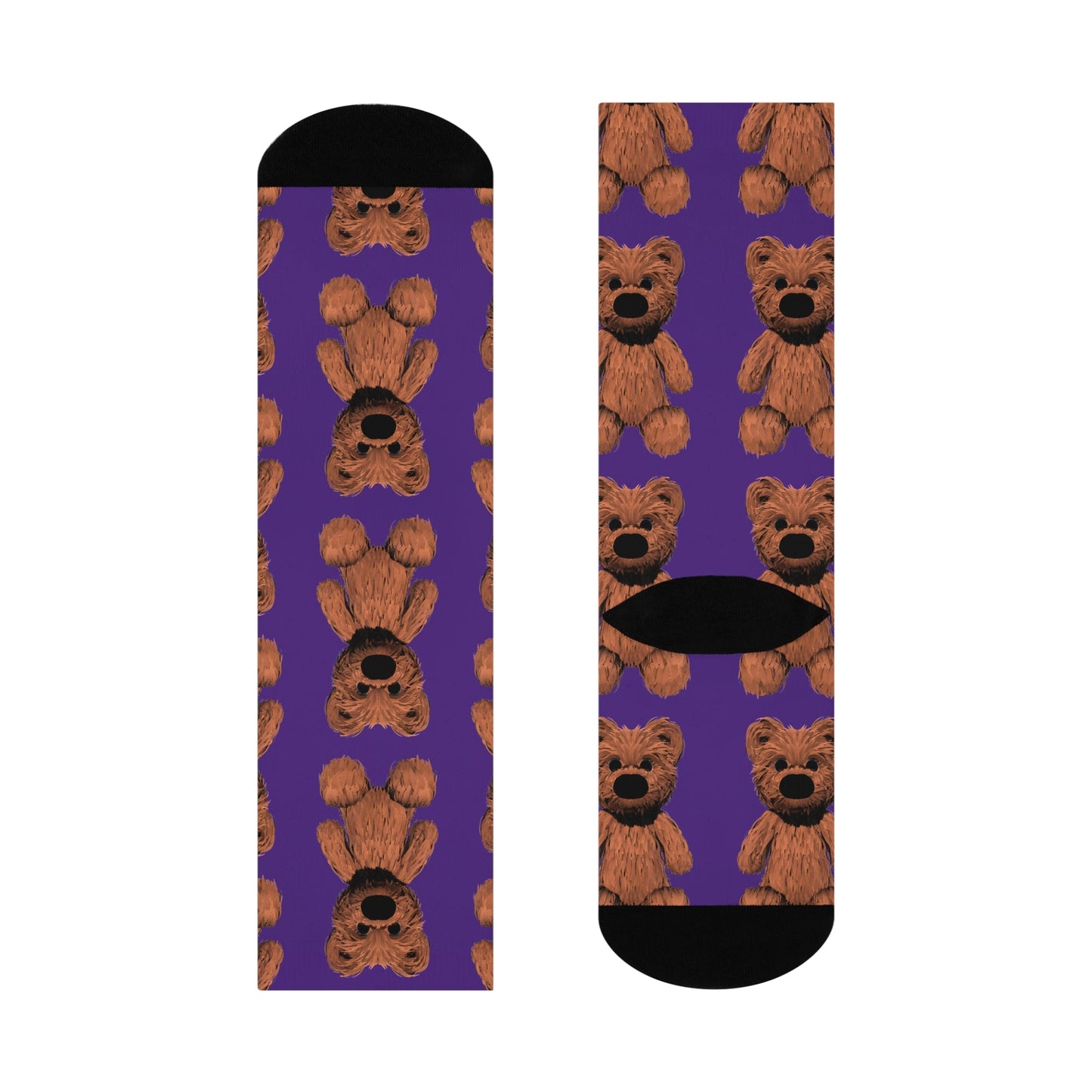 Teddy Cushioned Crew Socks - White / One size / 3/4 Crew - All Over Prints