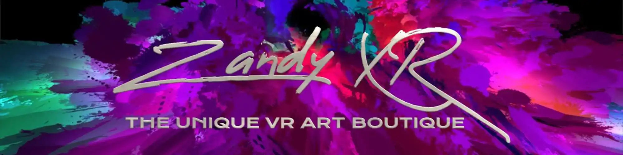 Colorful VR art boutique logo.