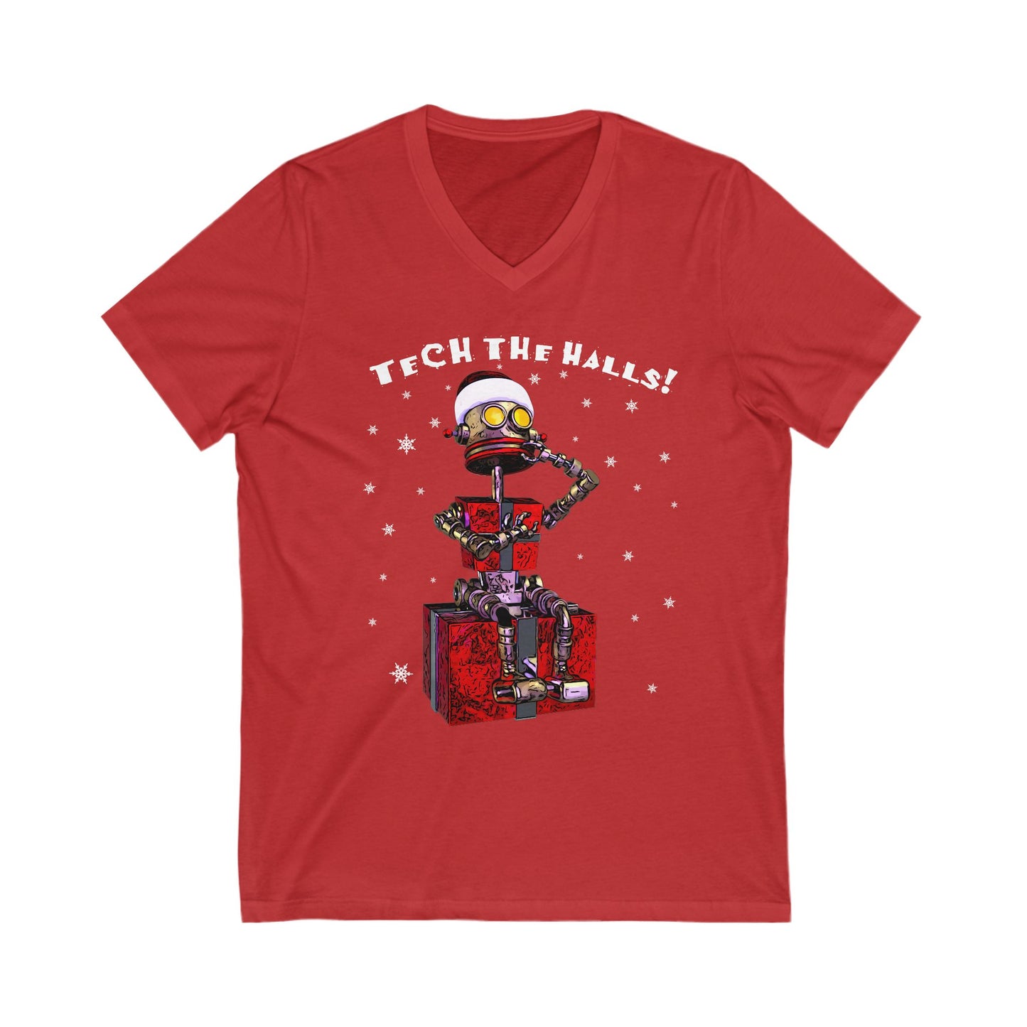 Tech the Halls! Unisex Jersey Short Sleeve V-Neck Tee