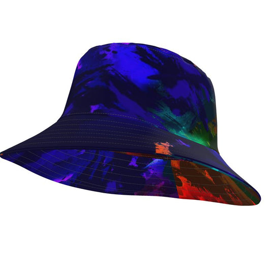 "Rainbow Color Explosion" Custom Wide Brim Bucket Hat