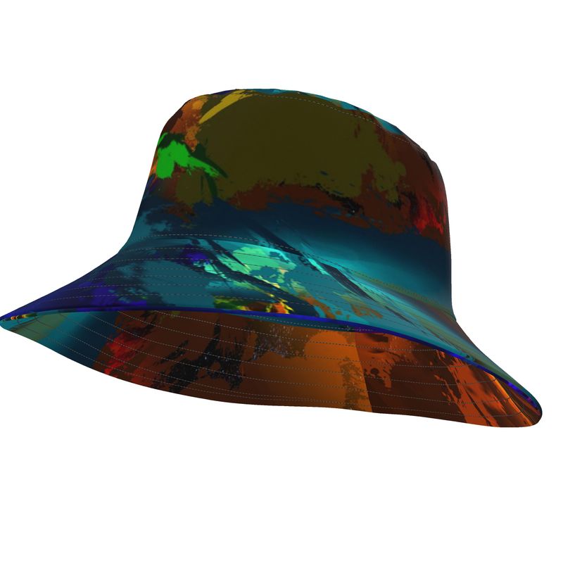 "Subtle Rainbow Color Explosion"  Custom Wide Brim Bucket Hat