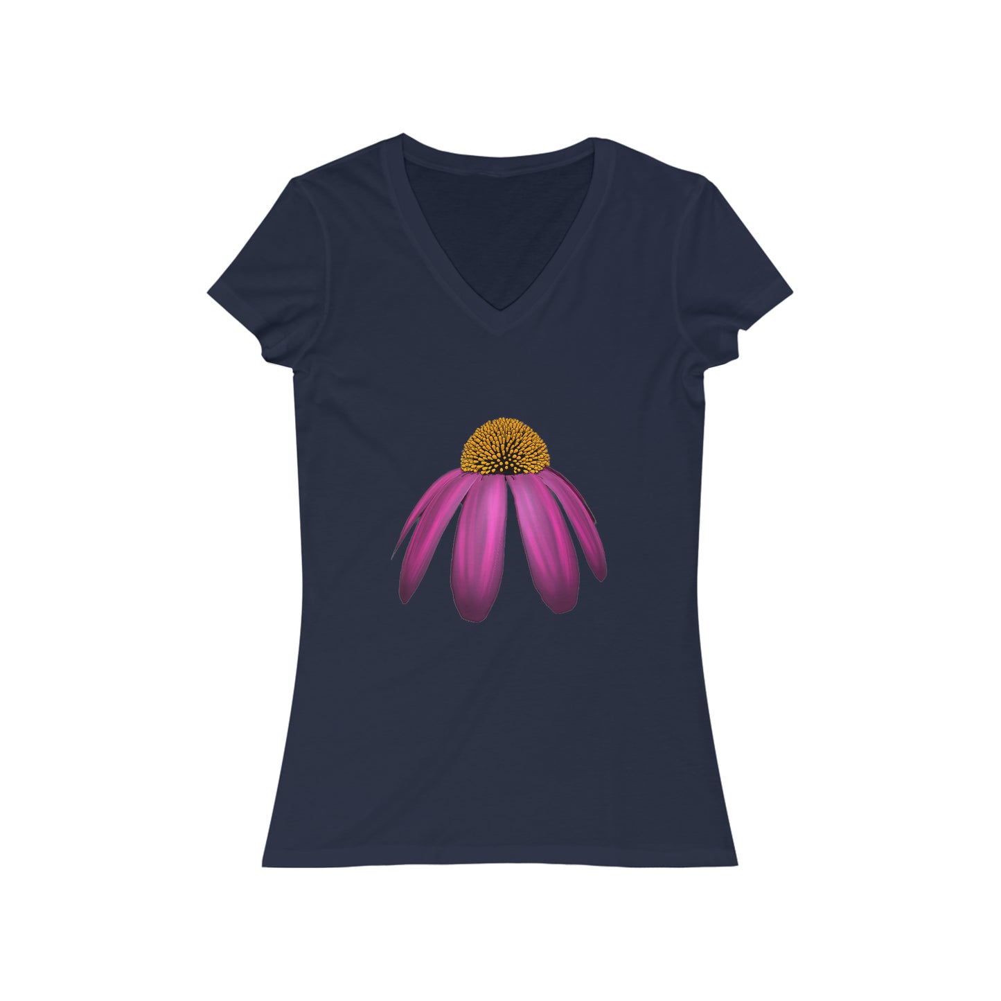 "Echinacea: Purple Coneflower" Women's Jersey Short Sleeve V-Neck Tee