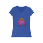 "Echinacea: Purple Coneflower" Women's Jersey Short Sleeve V-Neck Tee