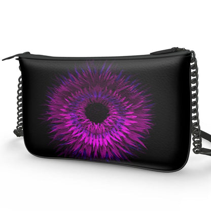 "Floral Glitch" Smooth Nappa Leather Pochette Double Zip Bag