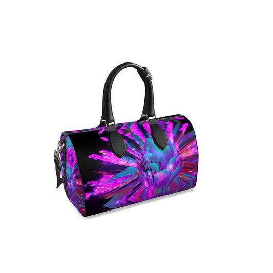 Small "Dazzling Dahlias" Nappa Leather Duffle Bag