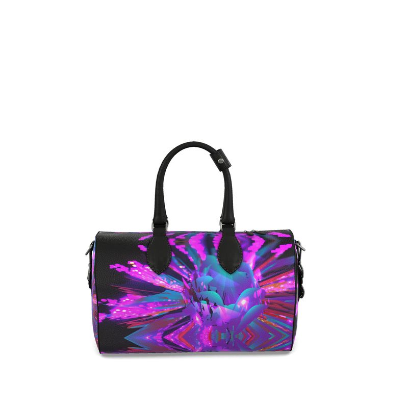 Small "Dazzling Dahlias" Nappa Leather Duffle Bag