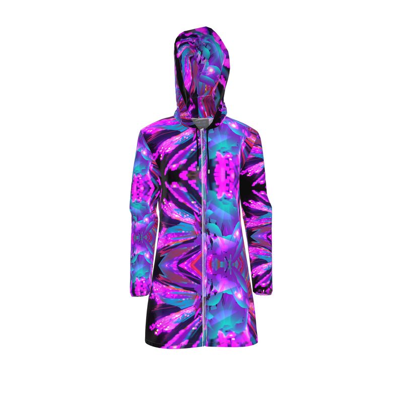 " Dazzling Dahlias" Women's Breathable Hooded Rain Jacket