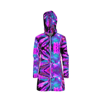 " Dazzling Dahlias" Women's Breathable Hooded Rain Jacket