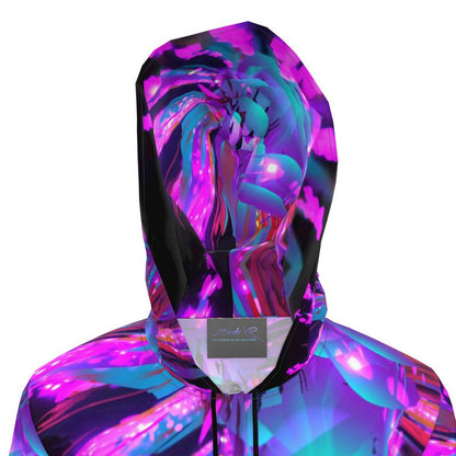 " Dazzling Dahlias" Women's Breathable Hooded Rain Jacket