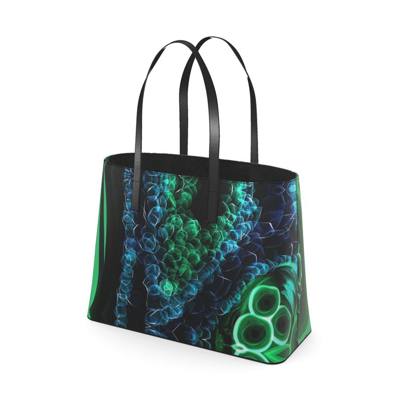 Large "Malachite" Smooth Napa Leather Kika Tote