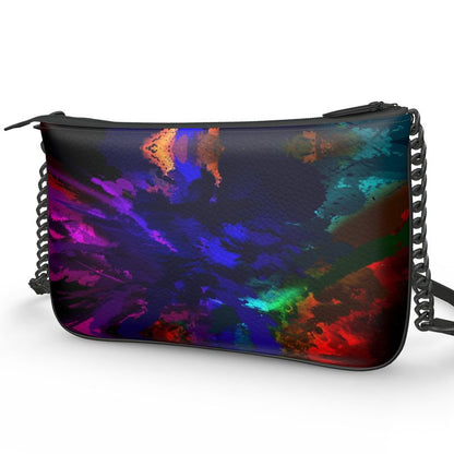 "Rainbow Color Explosion Smooth Nappa Leather Pochette Double Zip Bag