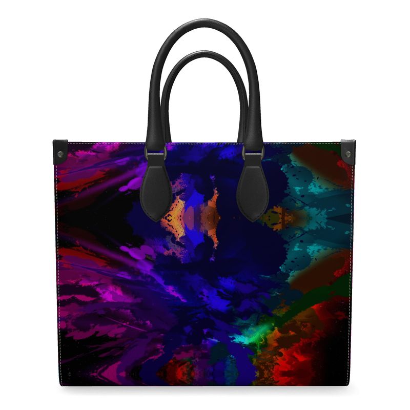 Large "Rainbow Color Explosion" Smooth Nappa Leather Shopper Bag