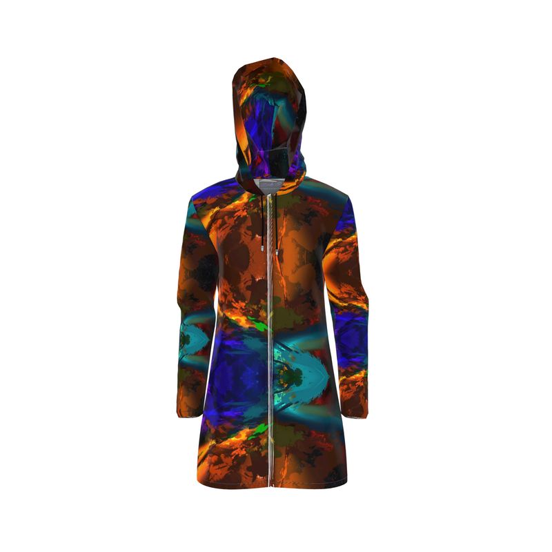 "Subtle Rainbow Explosion" Women's Breathable Hooded Rain Jacket