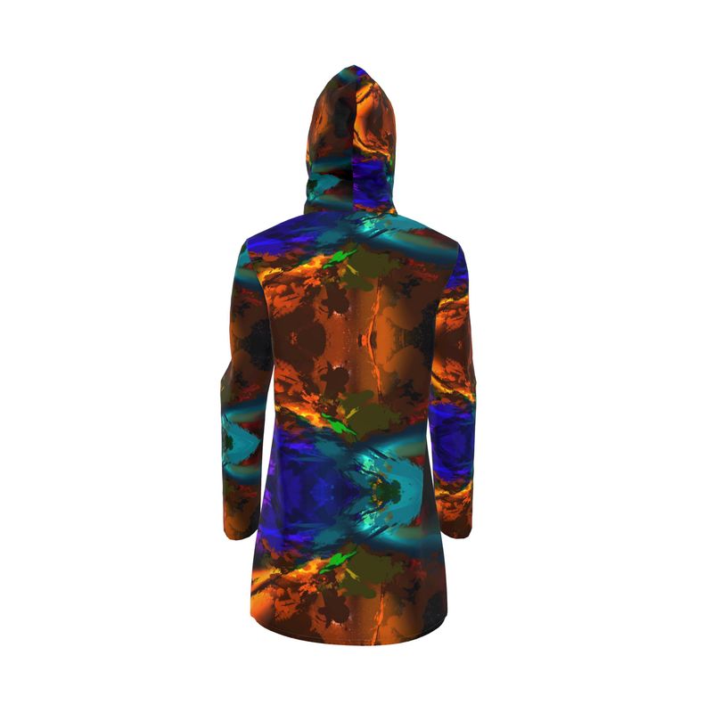 "Subtle Rainbow Explosion" Women's Breathable Hooded Rain Jacket