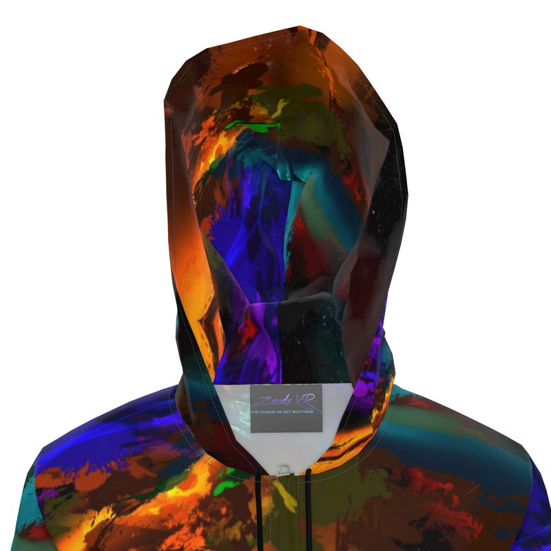 "Subtle Rainbow Explosion" Women's Breathable Hooded Rain Jacket