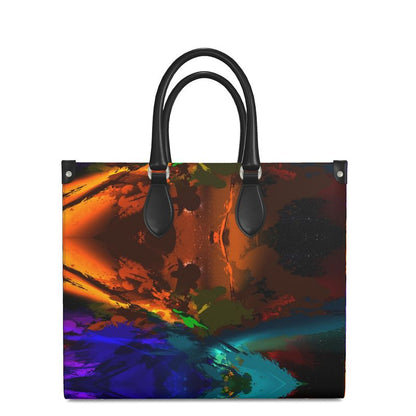 Large"Subtle Rainbow Color Explosion" Smooth Nappa Leather Shopper Bag