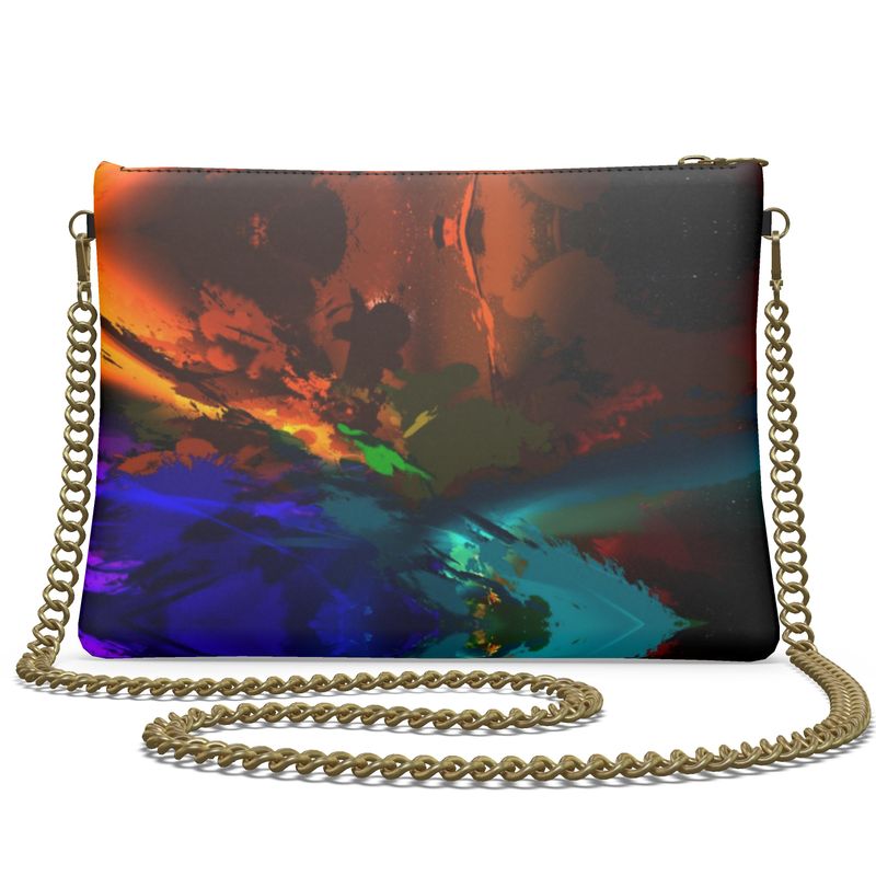 "Subtle Rainbow Color Explosion" Custom Crossbody Bag With Chain