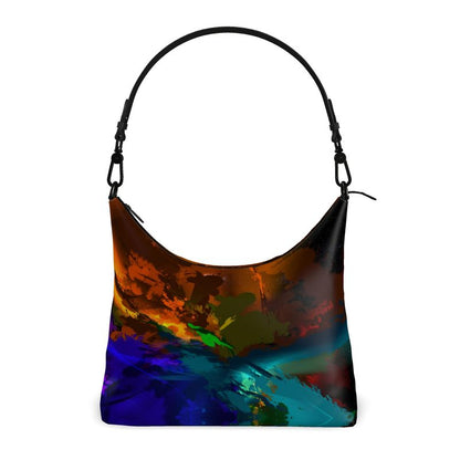 "Subtle Rainbow Color Explosion" Custom Square Hobo Bag