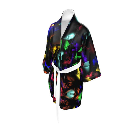 "Virgin Rainbow Opal" 100% Silk Satin Kimono