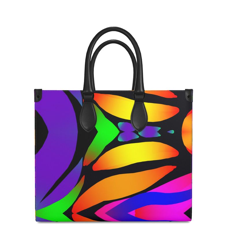 Large "Butterfly Rainbow" Smooth Nappa Leather Shopper Bag