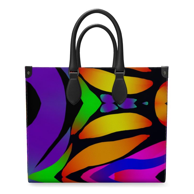 Large "Butterfly Rainbow" Smooth Nappa Leather Shopper Bag