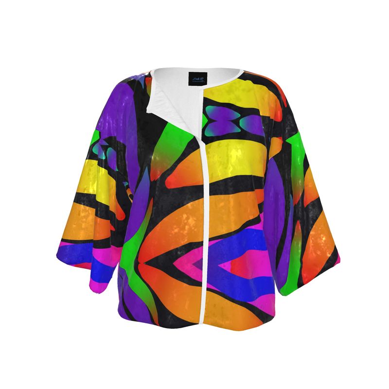 "Butterfly Rainbow" Crushed Velour Kimono Jacket - ZandyXR The Unique VR Art Boutique