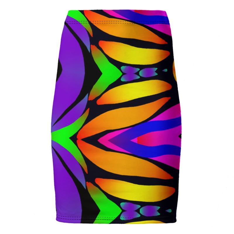 "Butterfly Rainbow" Custom Pencil Skirt - ZandyXR The Unique VR Art Boutique