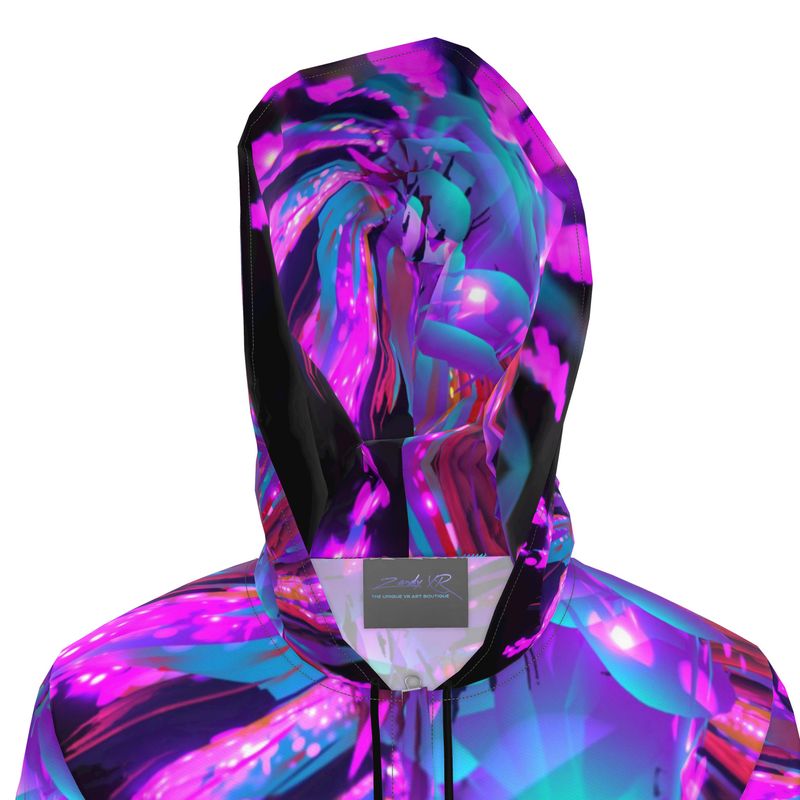 " Dazzling Dahlias" Women's Breathable Hooded Rain Jacket - ZandyXR The Unique VR Art Boutique