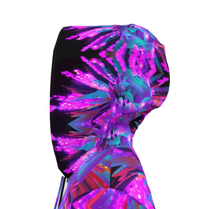 " Dazzling Dahlias" Women's Breathable Hooded Rain Jacket - ZandyXR The Unique VR Art Boutique