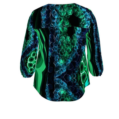 " Malachite" Womens Smooth Crepe Blouse - ZandyXR The Unique VR Art Boutique