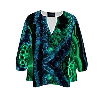 " Malachite" Womens Smooth Crepe Blouse - ZandyXR The Unique VR Art Boutique