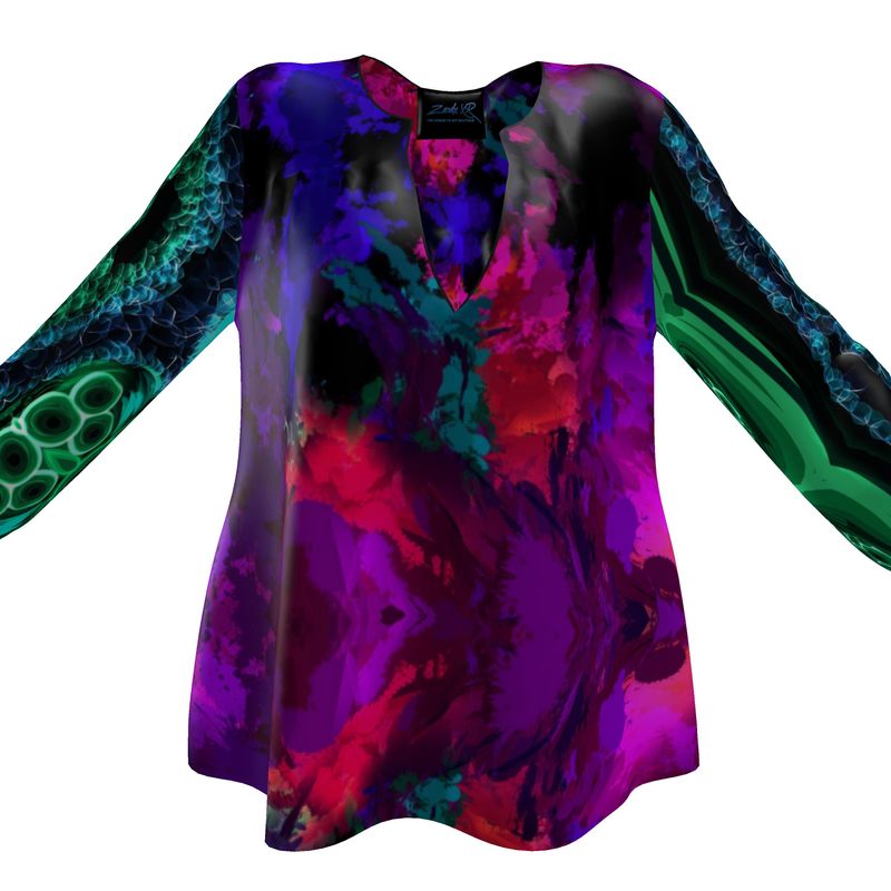 "Colorful Gem" Combined Design Women's Blouse